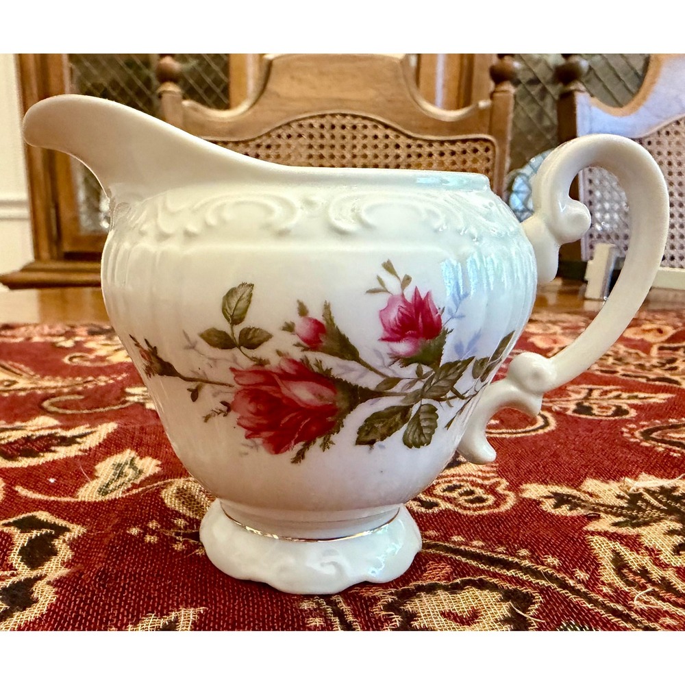 Royal Rose Fine China Creamer  | Vintage Japan Floral Gold Trim Cottagecore